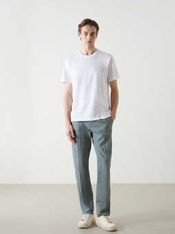 Bisiklet Yaka K?sa Kollu Bask?l? Penye Erkek Ti??rt