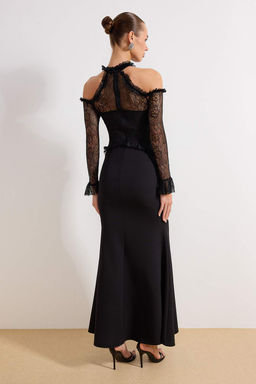 Siyah Dantel Maxi Abiye & Mezuniyet Elbisesi TPRSS26AE00028 - Trendyolmilla фото 4