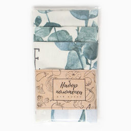 Набор полотенец Доляна Эвкалипт 45х60см - 3 шт, рогожка 158 г/м2, 50% хл, 50% пэ  фото 7