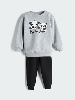 Bisiklet Yaka Erkek ?ocuk Sweatshirt ve E?ofman Alt 2li