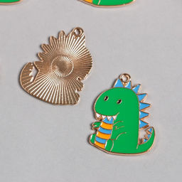 Цена за 5 шт. Декор для творчества металл, эмаль «Зелёный дракоша», золото, 2.3×2.8 см