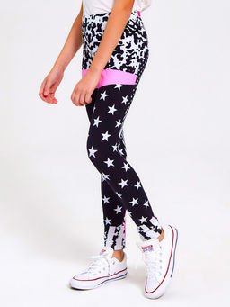 Леггенсы "Ассорти",чёрно-белый-звезды