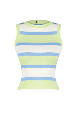 Trendyolmilla Yesil Renk Bloklu Triko Ince Bluz TWOSS22BZ1170  фото 16