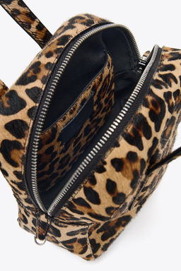 MINI BOWLING BAG WITH ANIMAL PRINT LEATHER AND SHEEPSKIN - Zara фото 5