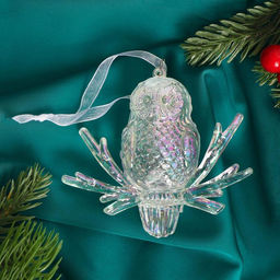 Цена за 2 шт. Ёлочная игрушка Зимнее волшебство. Сова перелив, 910 см, прозрачный перелив