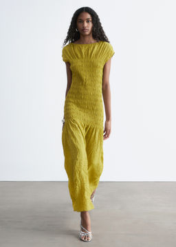 Maxivestido fruncido con nido de abeja - H&m фото 7