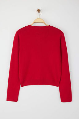 Wardrobe Essentials K?rm?z? Dugme Detayl? Pamuklu Basic Triko H?rka | TWOAW26HI00001