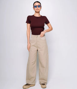 Джинсы #КТ15108, бежевый