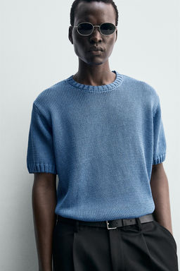 CAMISETA PUNTO RELAXED FIT / Azul - Zara фото 14