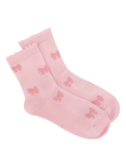 Детские носки 6-8 лет 19-22 см Розовое, Сеточка Mono Бантики