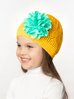 Шапка вязаная детская желтая