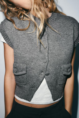 KNIT WAISTCOAT WITH COVERED BUTTONS - Zara фото 8