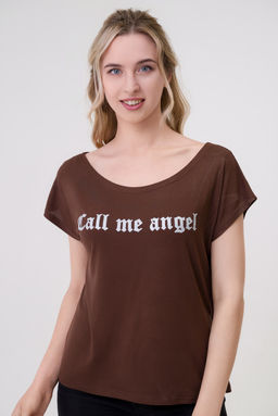 Футболка женская из вискозы Лирика темно-коричневый Call me angel - Амадэль фото 3