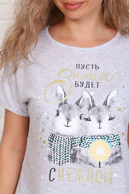 Пижама с шортами, принт Зайчики (881-1) - Плиона фото 43