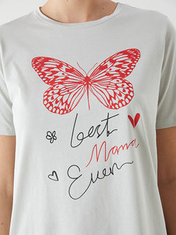 Bisiklet Yaka Bask?l? Hamile Ti??rt