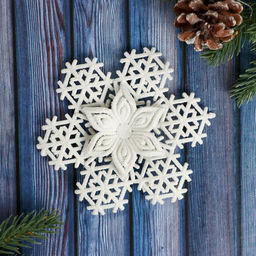 Цена за 3 шт. Ёлочная игрушка Зимнее волшебство. Снежинка - зимний цветок, 12 см, белый