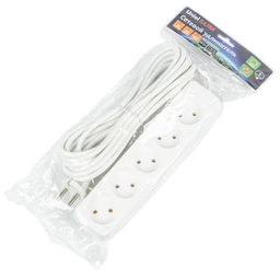 S-CU4-5 WHITE Удлинитель серии Ultra, шнур 5м., 4 гнезда, 10A, б/з. Белый. TM Uniel