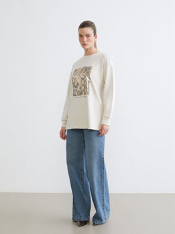 Bisiklet Yaka Oversize Kad?n Sweatshirt Tunik