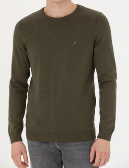 Базовый свитер приталенного кроя цвета хаки - Cacharel фото 6