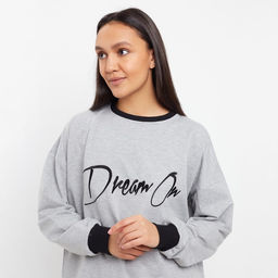 Костюм женский (свитшот, брюки) MINAKU: Casual Collection, размер 42, серый