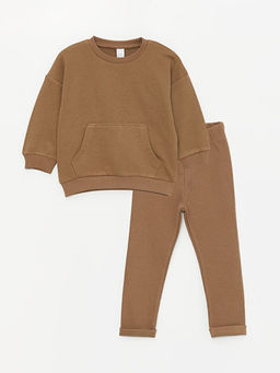 Bisiklet Yaka Uzun Kollu K?z Bebek Sweatshirt ve Tayt 2li Tak?m