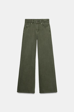 JEANS Z1975 WIDE LEG TIRO ALTO FLUIDO / Khaki - Zara фото 7
