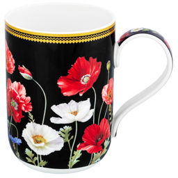 Кружка 400 мл 11,5*7,5*10,5 cм "Маки на черном" фарфор NEW BONE CHINA