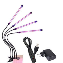 Светильник настольный / Фитолампа для растений с 4 лампами (проводной переключатель) + адаптер для розетки. / FITLED4-2 /уп 18/ - Галеонтрейд фото 2