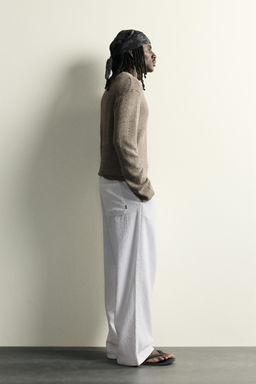 PANTAL?N RELAXED FIT JACQUARD LAVADO / Blanco - Zara фото 4