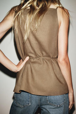 BEADED BELT WAISTCOAT IN LINEN BLEND - Zara фото 3