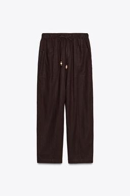 LINEN BLEND TROUSERS WITH BEADED DRAWSTRING - Zara фото 6