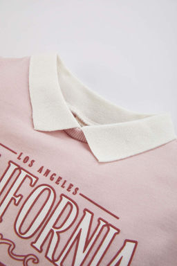 Платье с длинными рукавами и принтом для маленьких девочек - Defacto фото 2