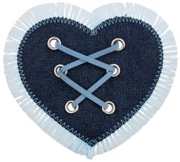 Термоаппликация BLITZ сердце джинс 6 шт С3/13 со шнуром 9.5х10.5 см