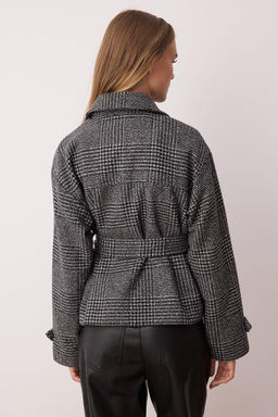 Koyu Gri Ekose Desenli Regular Kal?p Kusakl? Kase Ince Ceket Mont TWOAW26MO00134 - Trendyolmilla фото 5