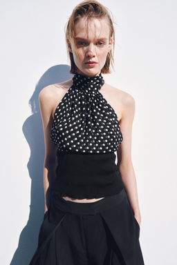 TOP HALTER LUNARES / Blanco / Negro - Zara фото 2