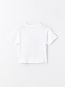 Bisiklet Yaka Bask?l? K?sa Kollu K?z ?ocuk Ti??rt - Waikiki фото 2