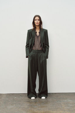 ZW COLLECTION DOUBLE-BREASTED WOOL BLEND BLAZER - Zara фото 3