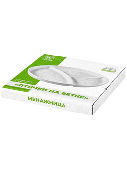 Тарелка секционная д/правильного питания 22*22*2,5 см "Птички на ветке" цельная глубокая 3 секции