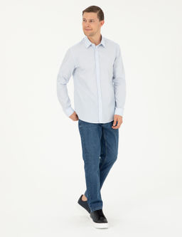 Синяя зауженная рубашка с длинным рукавом - Cacharel фото 4