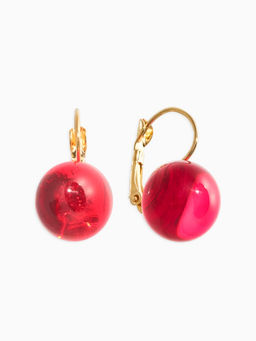 Серьги пластик "Шар №14", цвет малиновый в золоте