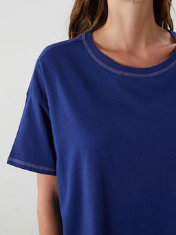 Bisiklet Yaka Bask?l? Kad?n Gecelik