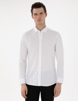 Beyaz Slim Fit Uzun Kollu G_mlek