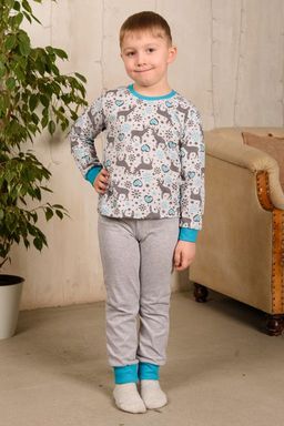 Пижама детская из джемпера и брюк из кулирки Олененок голубой - Амадэль фото 4