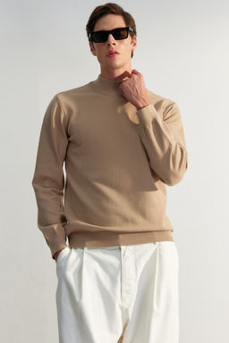 TRENDYOL MAN Premium Camel Regular Fit Yar?m Bal?kc? Yaka Yumusak Basic Triko Kazak TMNAW24KZ00055 - Trendyolmilla фото 12