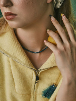 Чокер из бисера «Хрусталь», голубой в серебре, 36 см + 5 см доп, цепочка