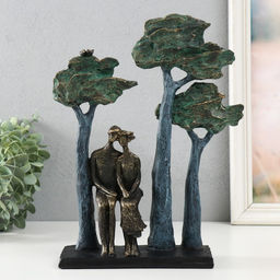 Фигурка полистоун Двое в парке. Посидим, под металл, 23.4?7.4?29.8 см