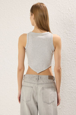 GrI melanj Asimetrik Super Crop Fitilli Esnek Orme Atlet TWOSS22AL0065