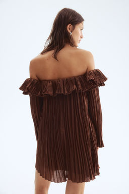Vestido off-the-shoulder plisado - H&m фото 4