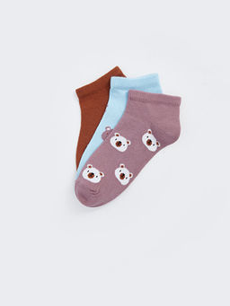 Bask?l? Erkek ?ocuk Patik ?orap 3l?