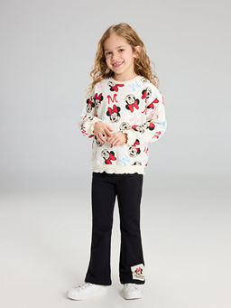 Minnie Mouse Bask?l? K?z ?ocuk Sweatshirt ve Tayt